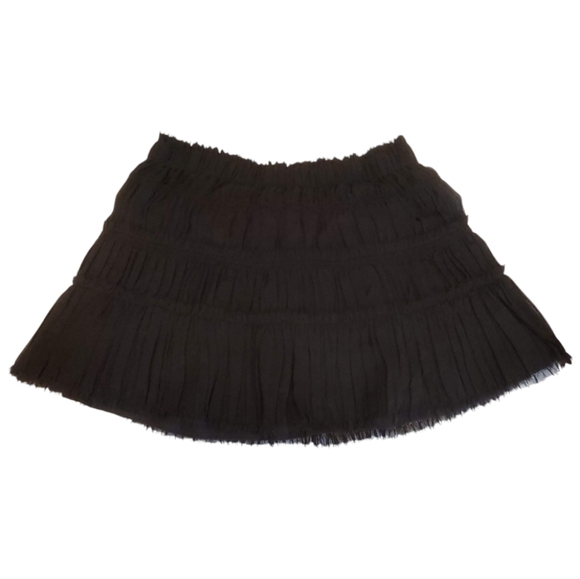 Theory Briona Georgette Silk Skirt Black Tiered Pleated Chiffon Mini Skirt Small - Picture 9 of 14